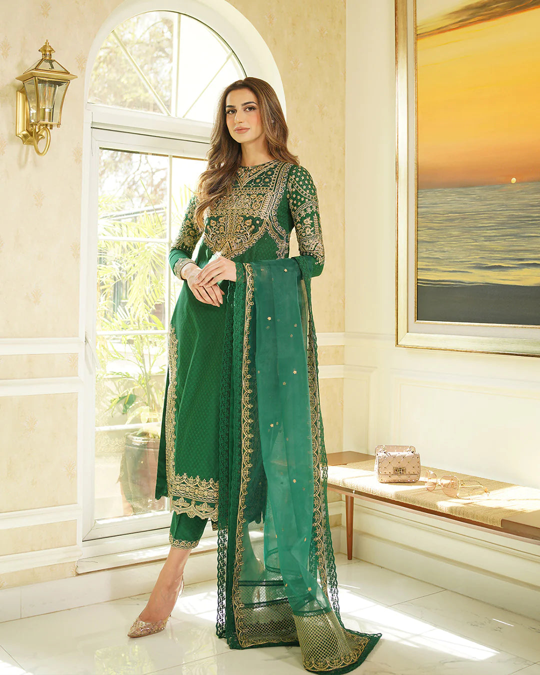 Faiza Saqlain Caella Green Luxury Lawn Collection Replica