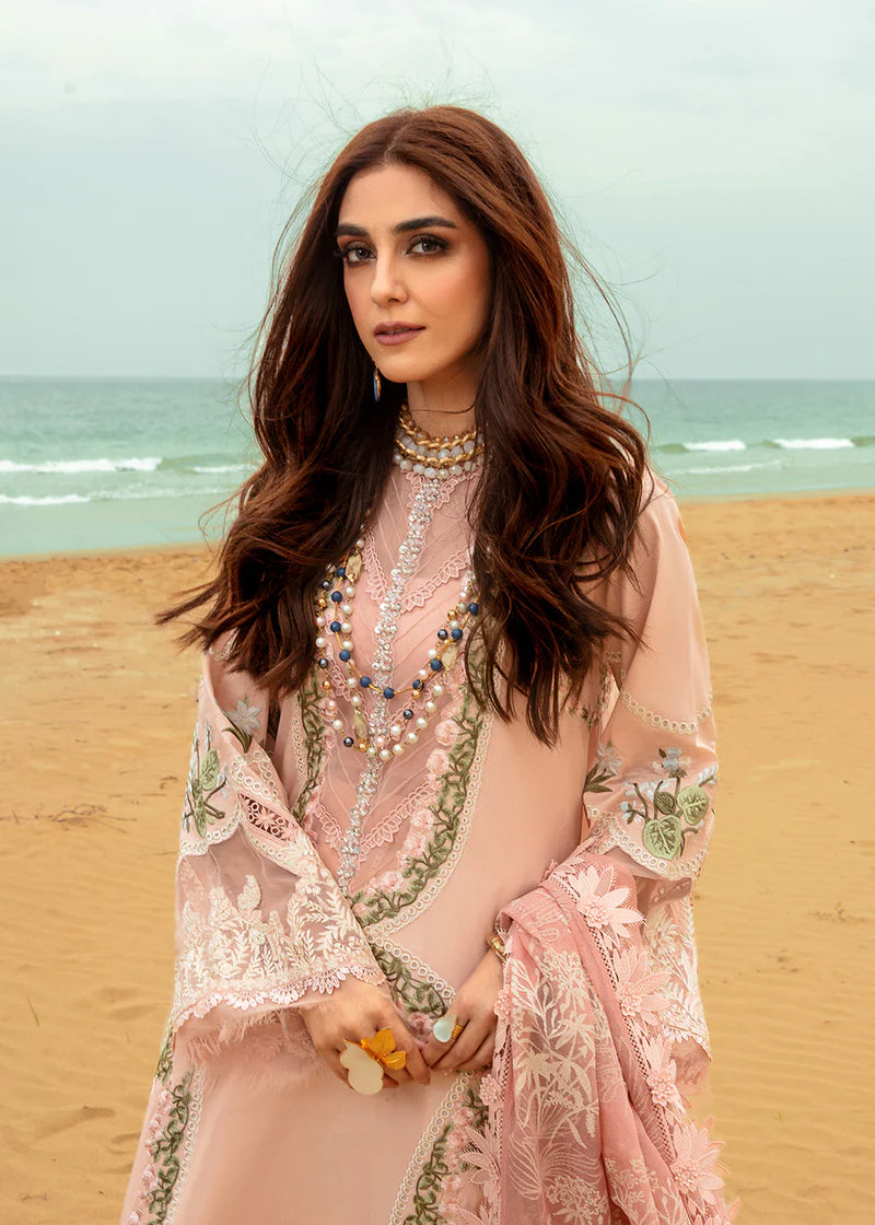 Saira Shakira Peach Luxury Lawn Collection Replica