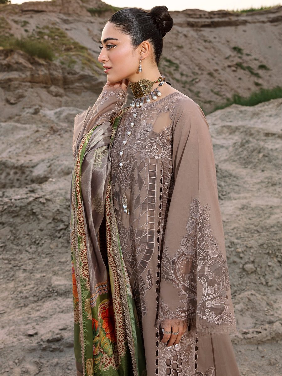 Bin Ilyas Brown Luxury Chikankari Lawn Collection Replica