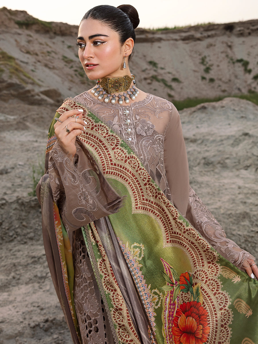 Bin Ilyas Brown Luxury Chikankari Lawn Collection Replica