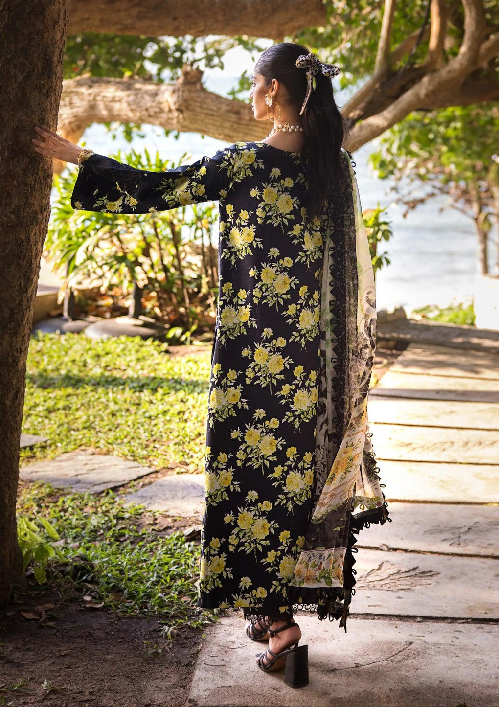 Elaf Black Digital Printed Lawn Collection Replica