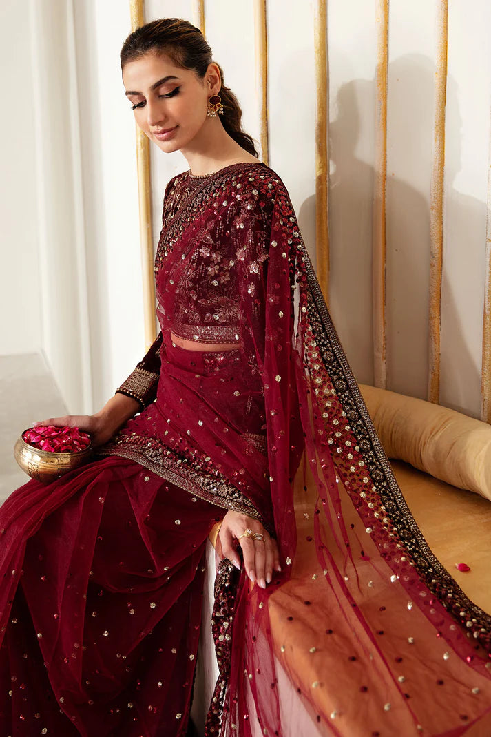 Jazmin Maroon Saree Collection Net Replica