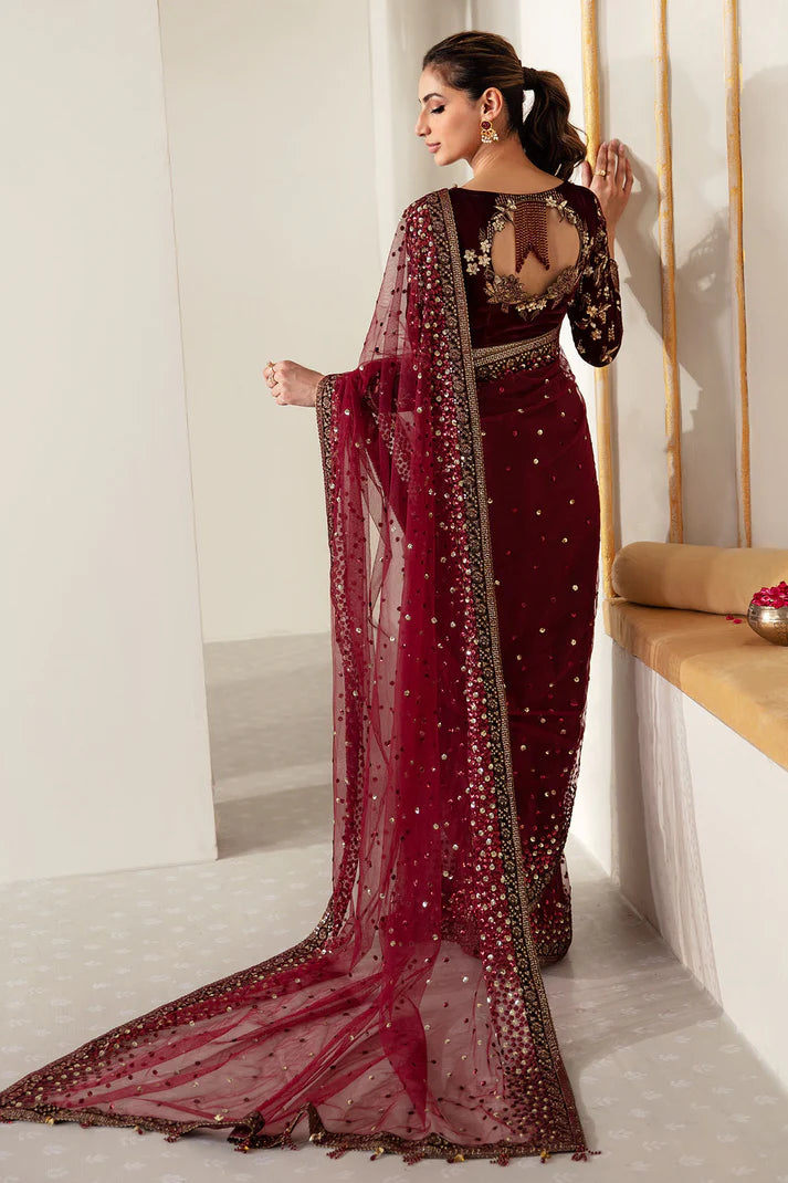 Jazmin Maroon Saree Collection Net Replica