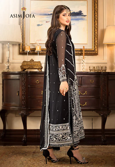 Asim Jofa Black Jhilmil Formal Collection Chiffon Replica