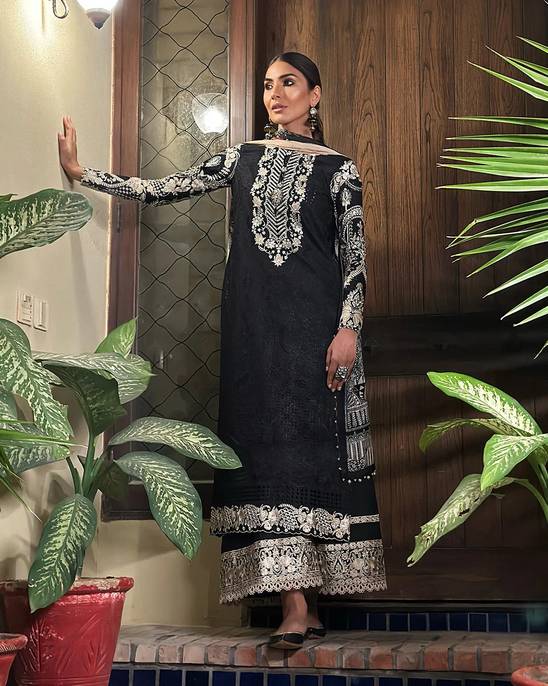 Faiza Saqlain Black Luxury Lawn Collection Replica