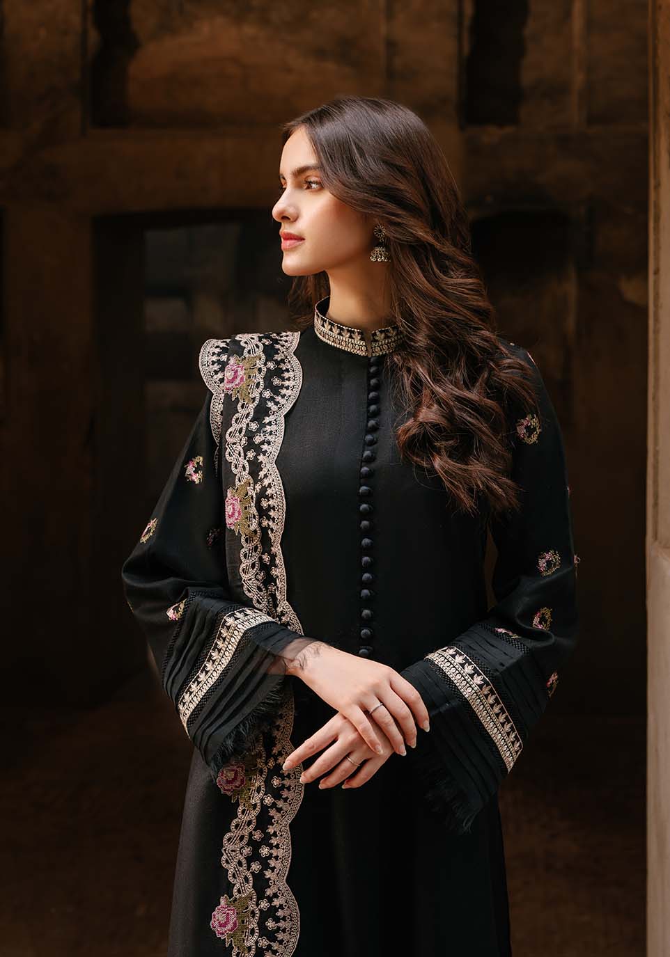 Zarqash Black Luxury Lawn Collection Replica