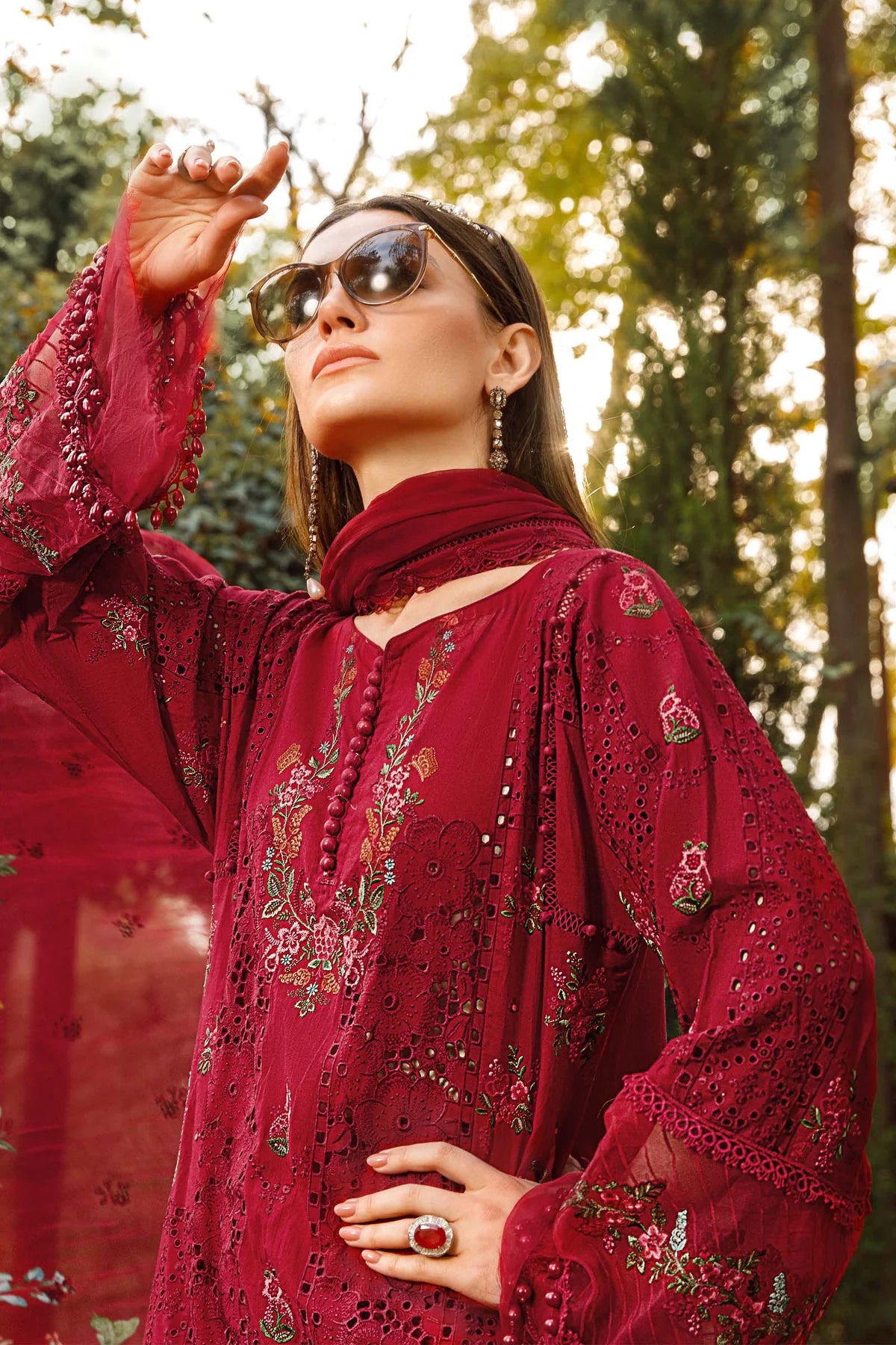 Maria B Red Luxury Lawn Collection Replica