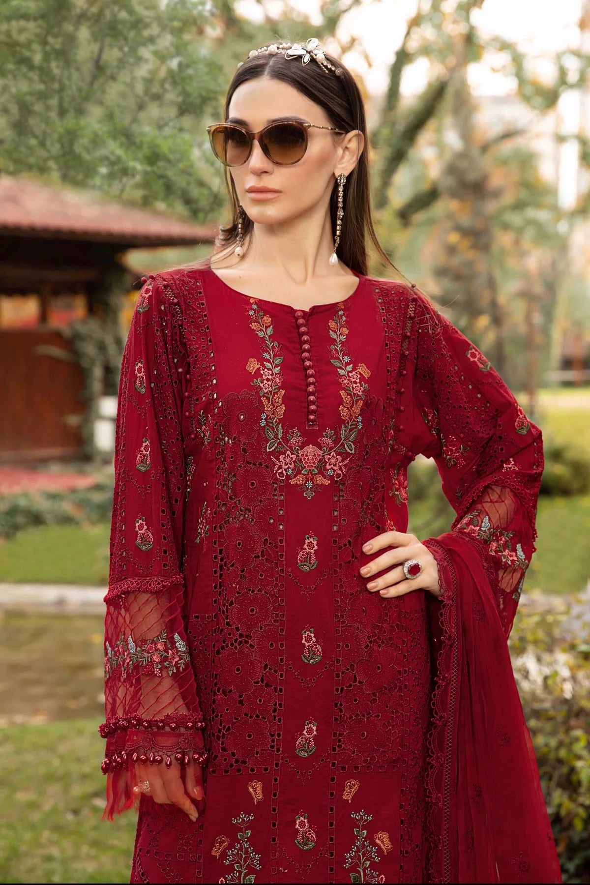 Maria B Red Luxury Lawn Collection Replica