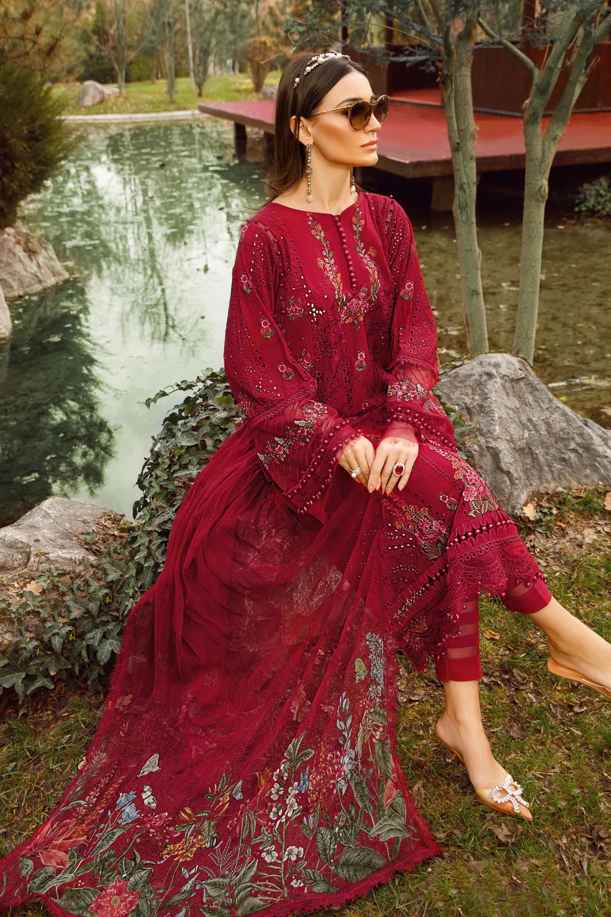 Maria B Red Luxury Lawn Collection Replica