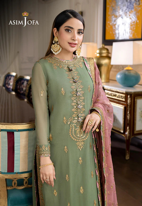 Asim Jofa Green Formal Collection Chiffon Replica