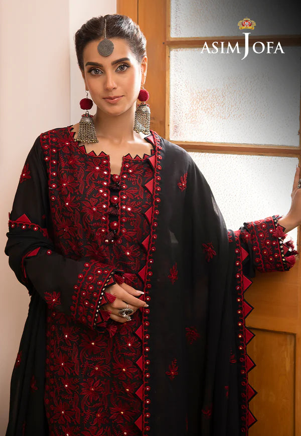 Asim Jofa Black Chiffon Formal Collection Replica