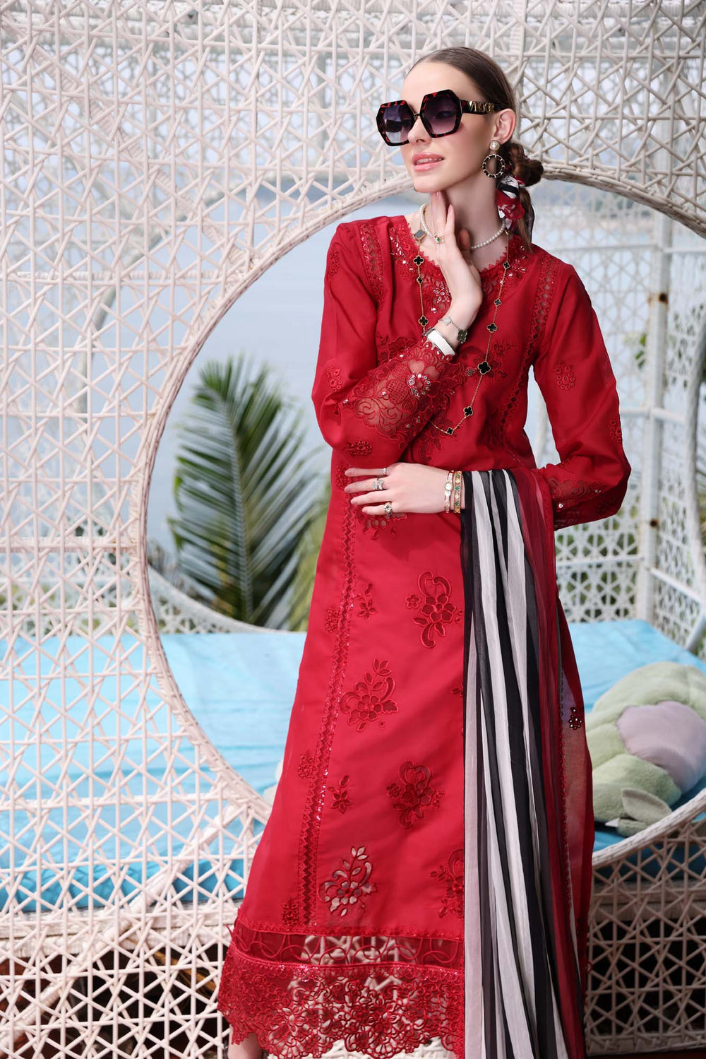 Noor By Saadia Asad Red Luxury Lawn Collection Replica