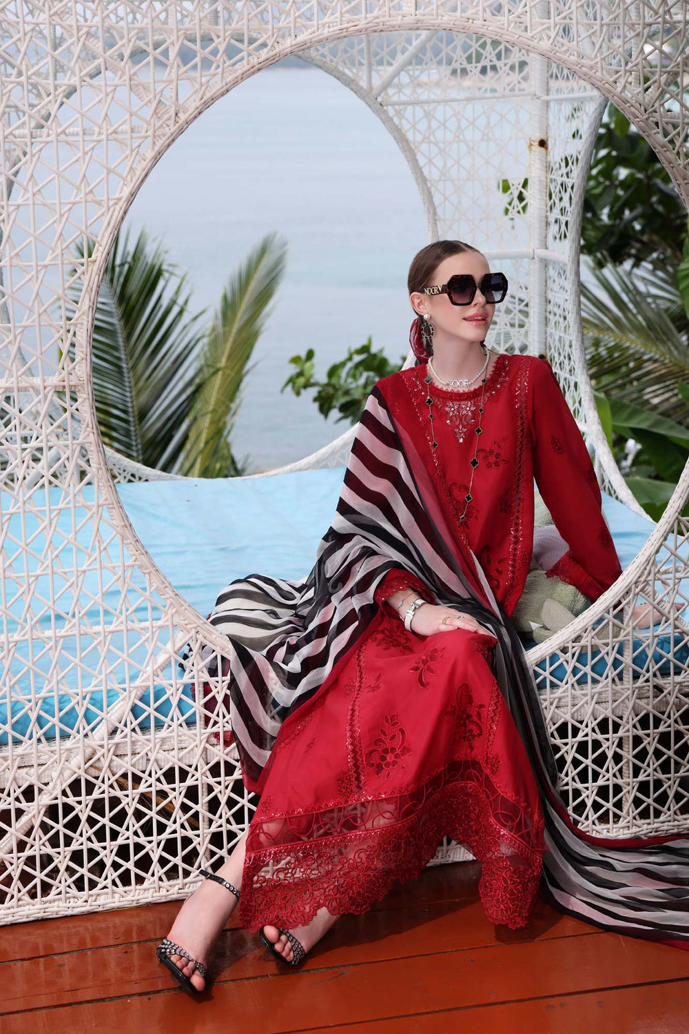 Noor By Saadia Asad Red Luxury Lawn Collection Replica