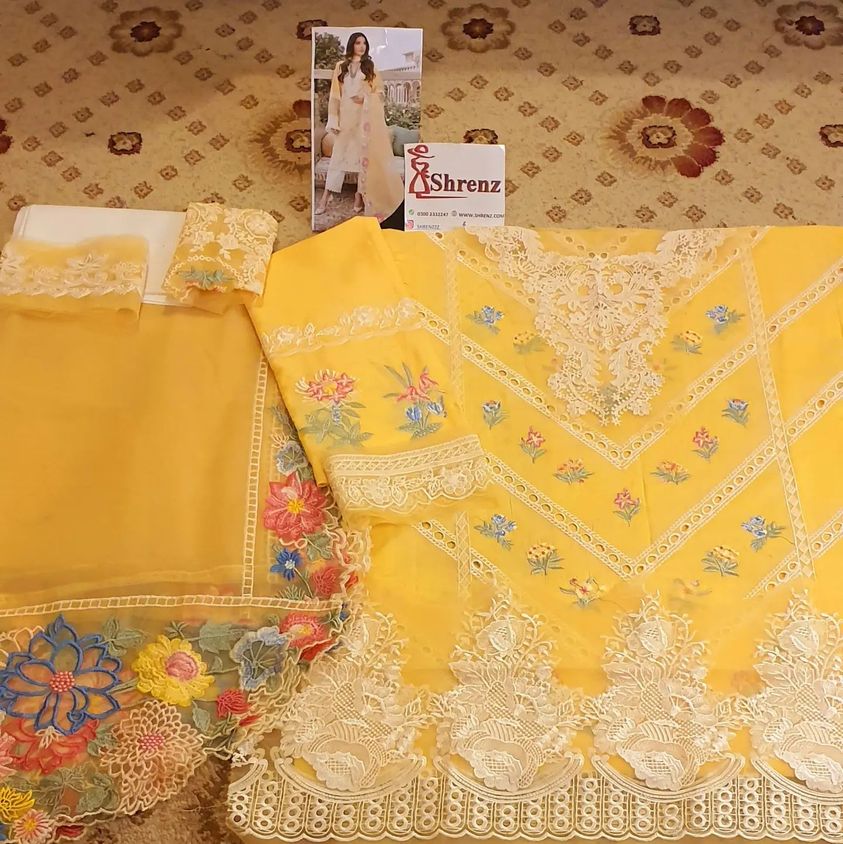 Crimson Yellow Luxury Lawn Collection Replica