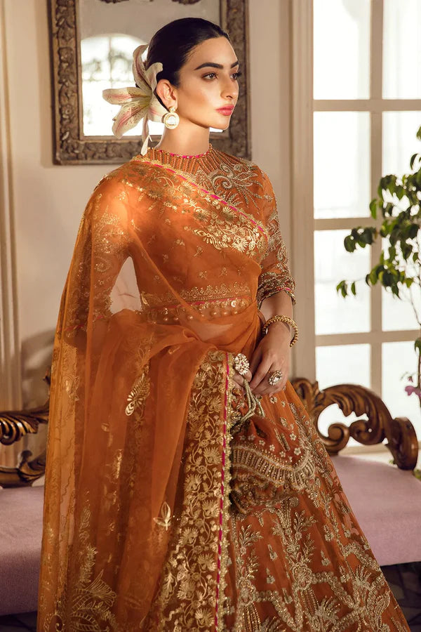 Afrozeh Orange Net Bridal Collection Replica