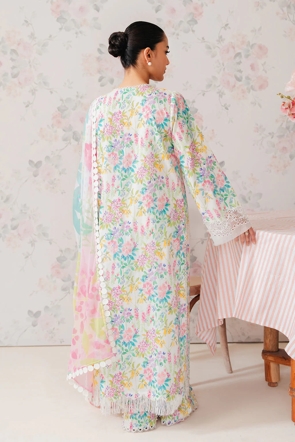 Afrozeh White Printed Lawn Collection Replica