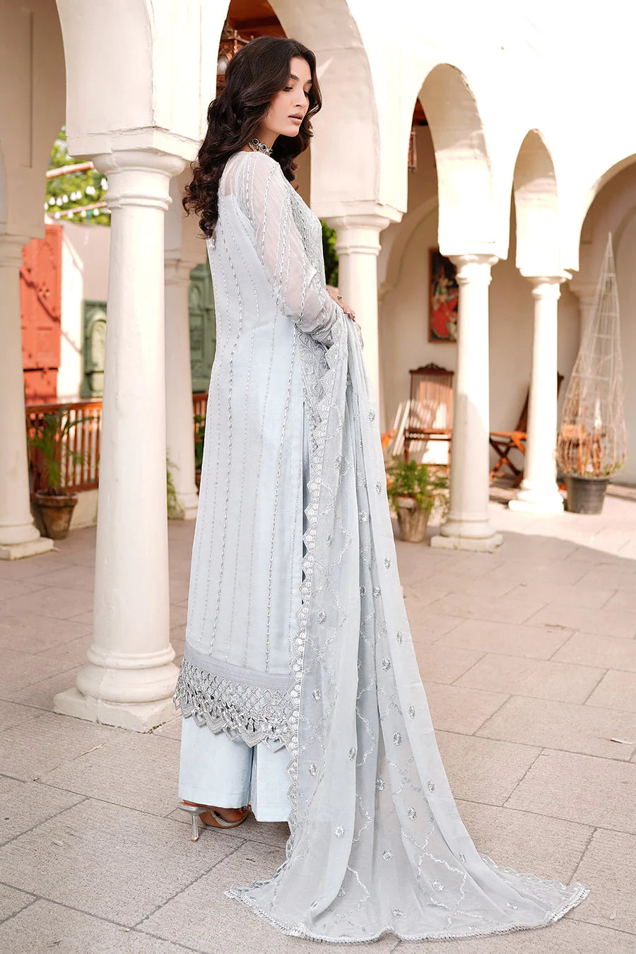 Nameera By Farooq Grey Organza Formal Collection Replica