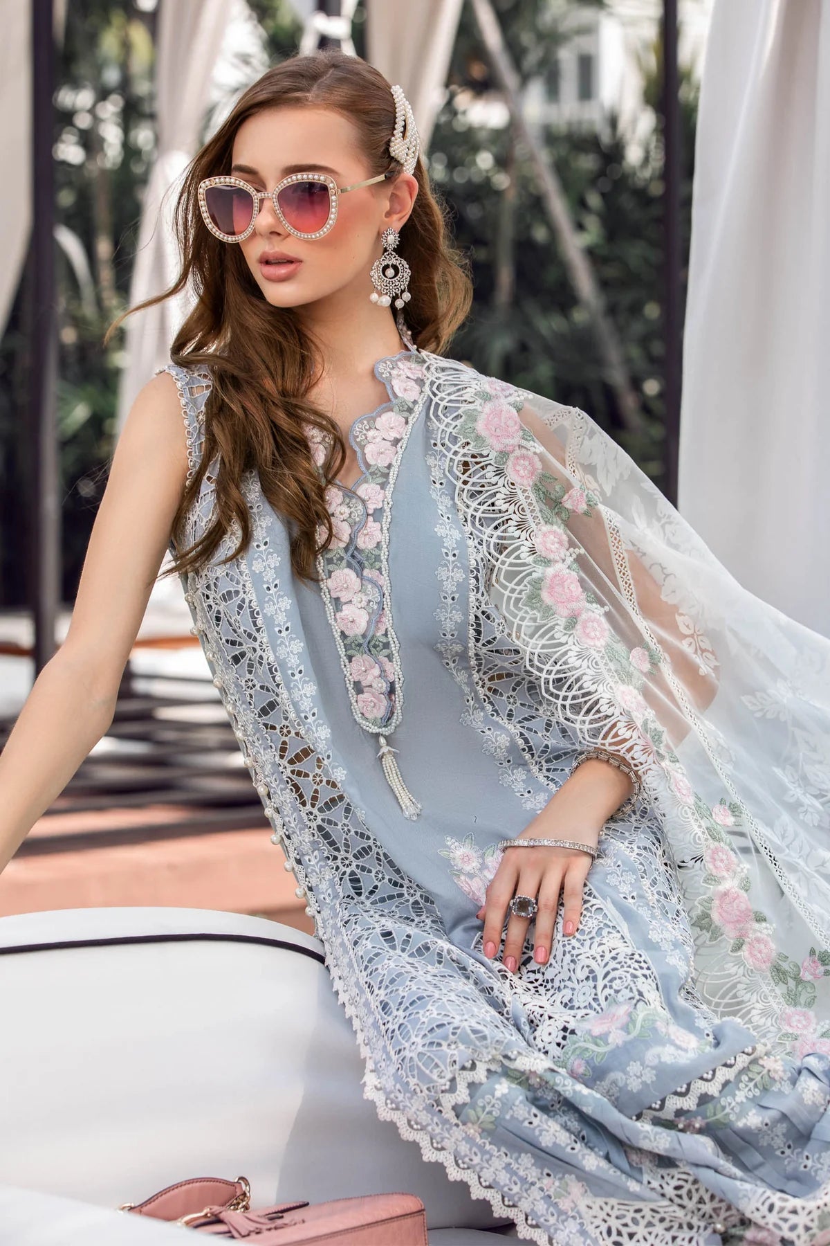 Maria B Sky Blue Luxury Lawn Collection Replica