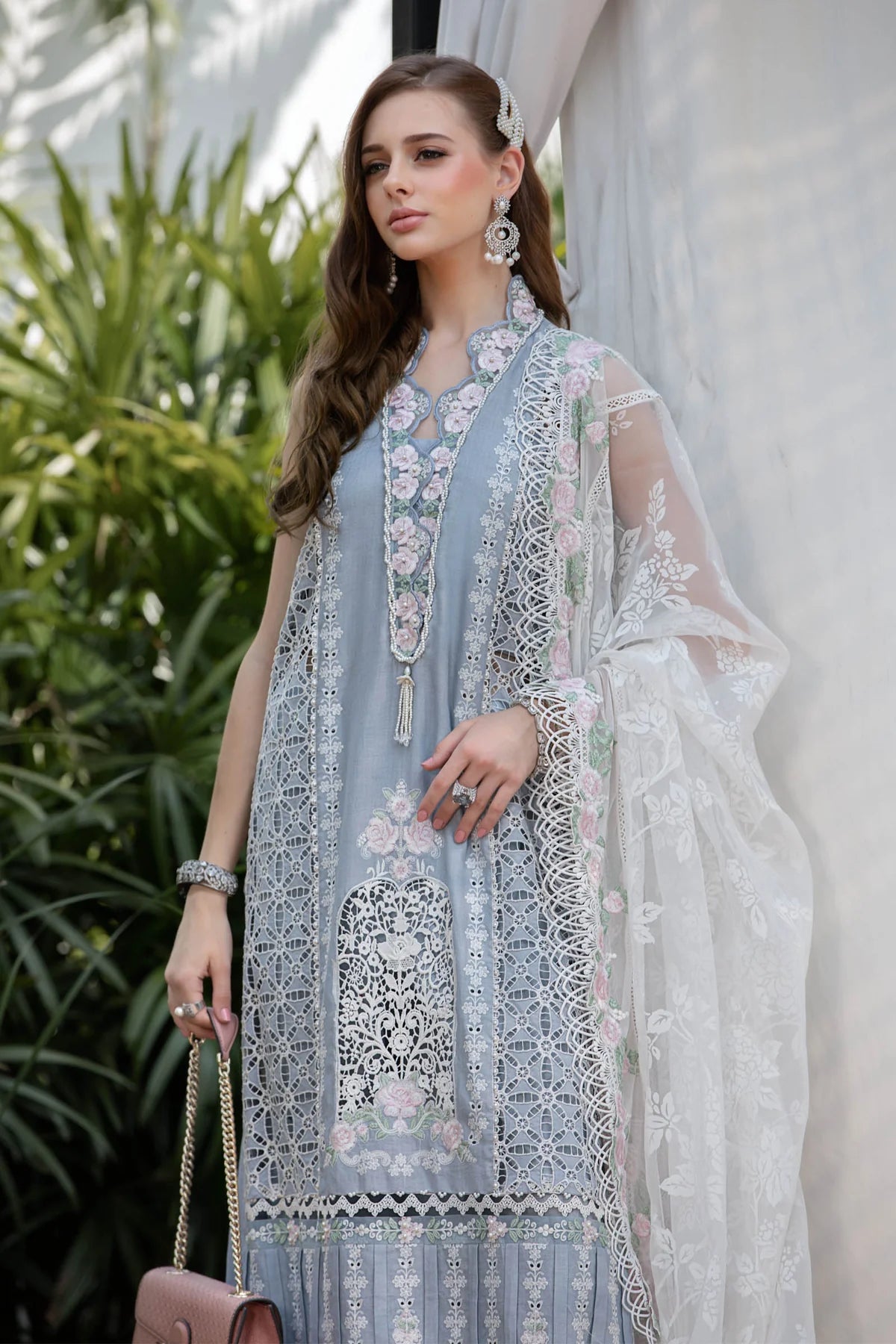 Maria B Sky Blue Luxury Lawn Collection Replica