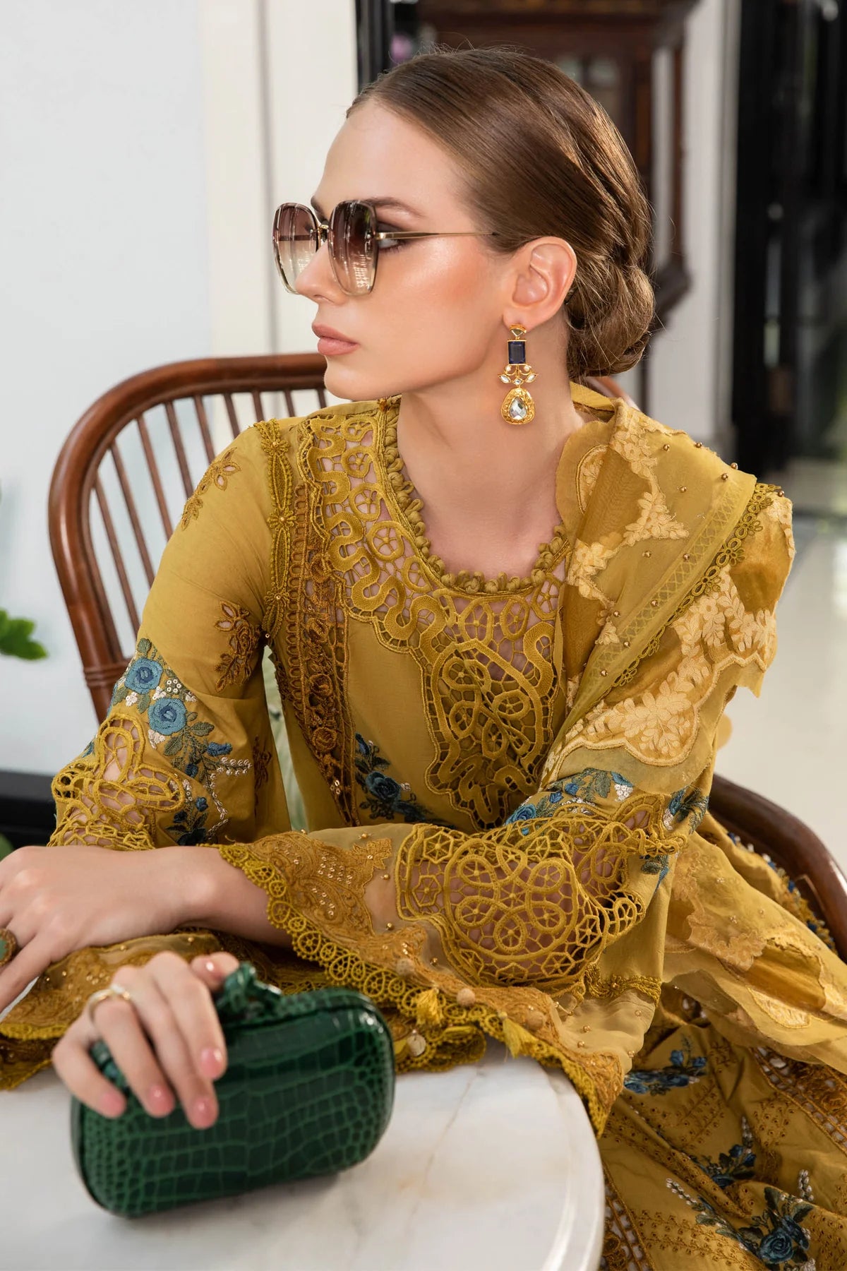 Maria B Mustard Organza Luxury Lawn Collection Replica