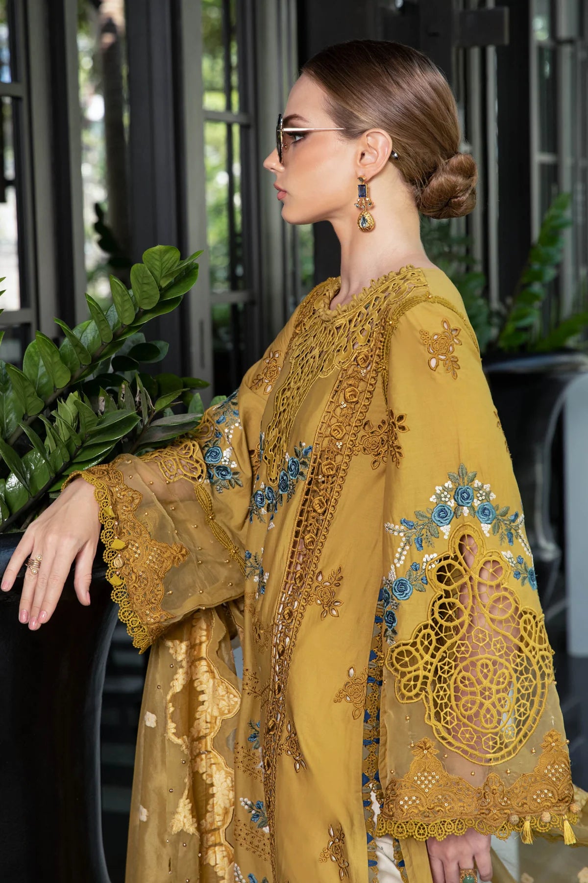 Maria B Mustard Organza Luxury Lawn Collection Replica