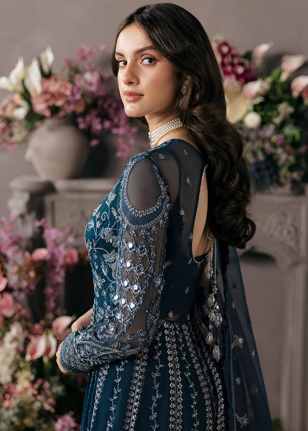 Afrozeh Blue Organza Bridal Collection Replica