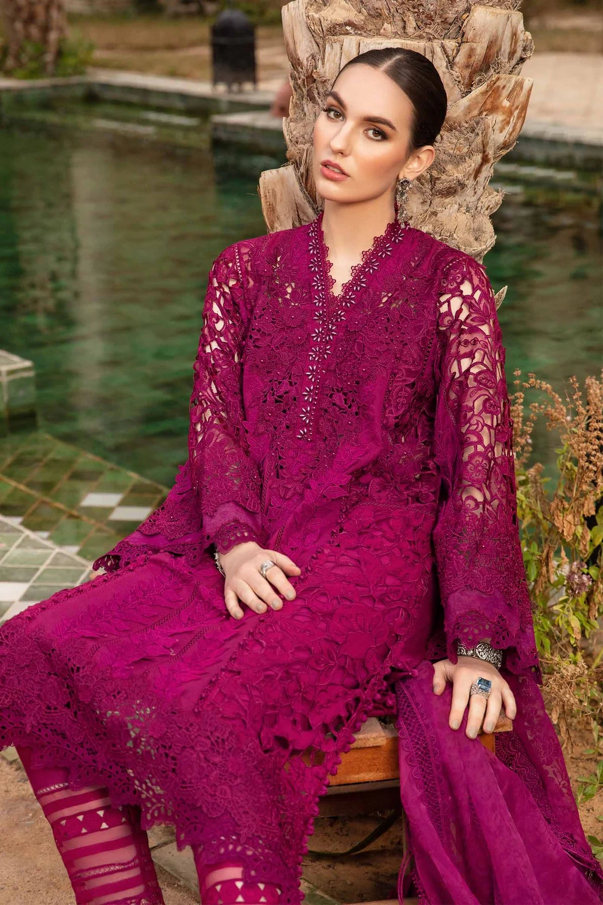 Maria B Red Luxury Lawn Collection Replica