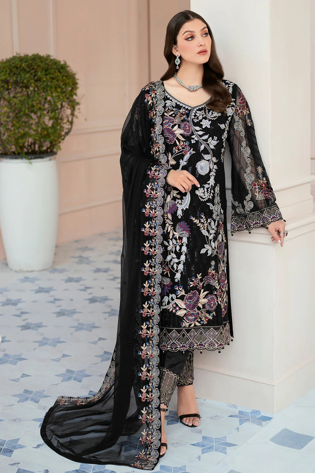 Ramsha Black Formal Collection Organza Replica