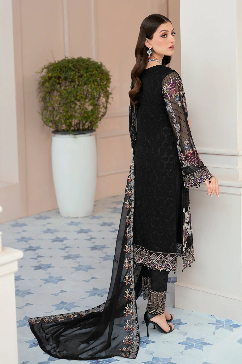 Ramsha Black Formal Collection Organza Replica