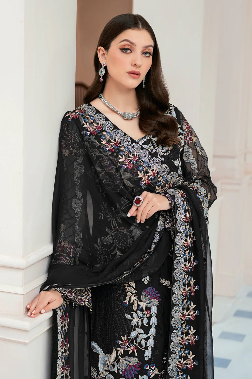 Ramsha Black Formal Collection Organza Replica