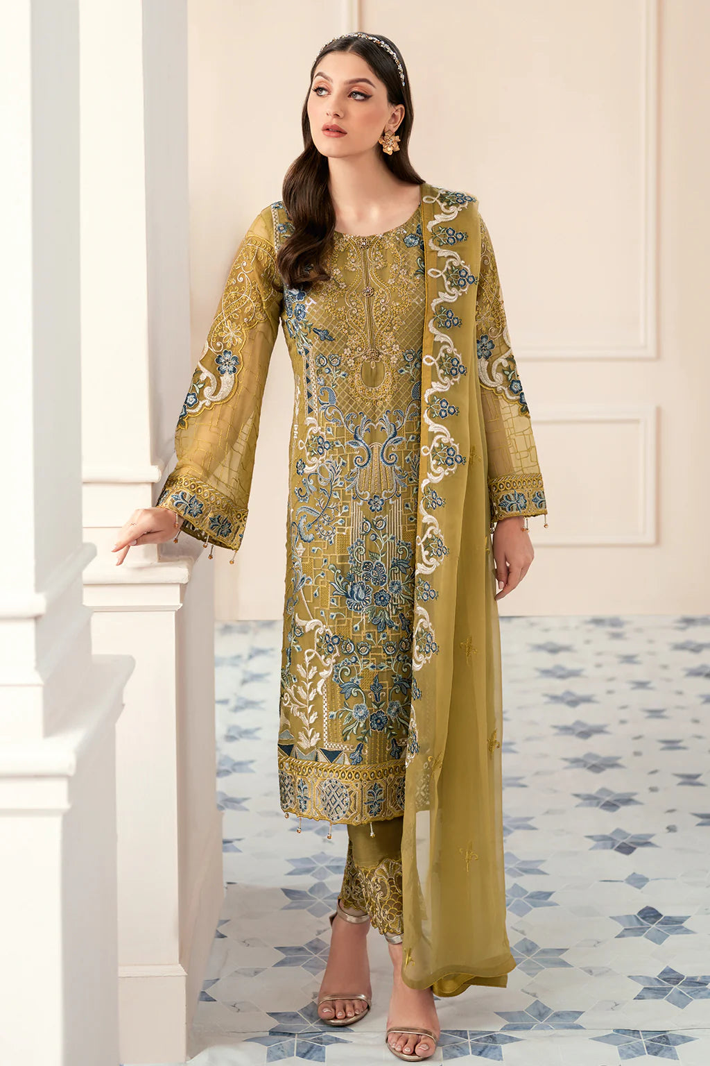 Ramsha Green Formal Collection Organza Replica