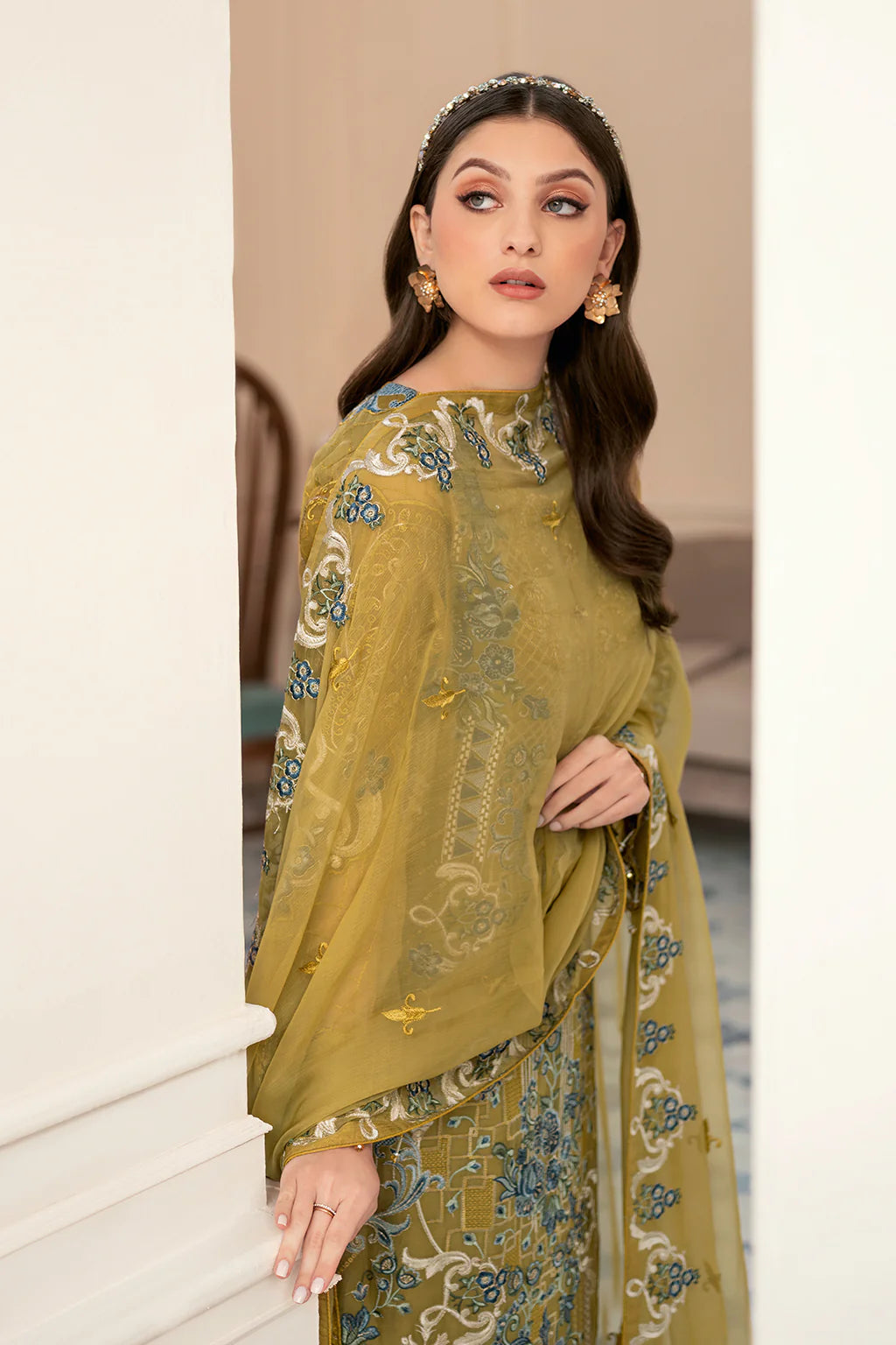 Ramsha Green Formal Collection Organza Replica