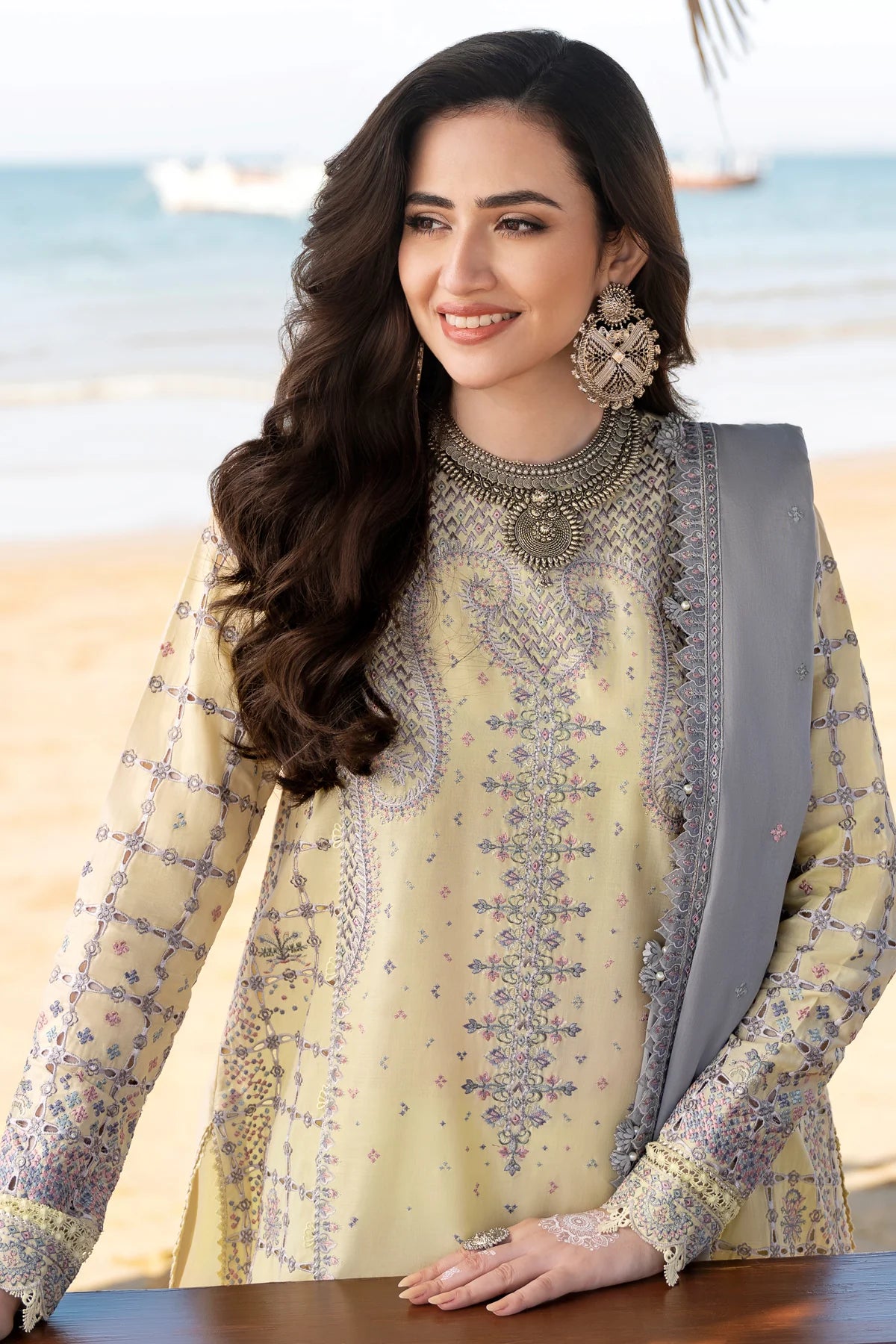 Jazmin Yellow Luxury Lawn Collection Replica