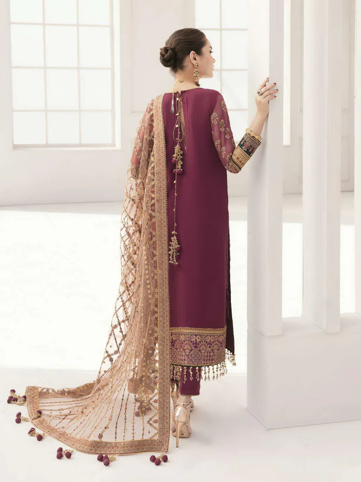 Baroque Maroon Formal Collection Chiffon Replica