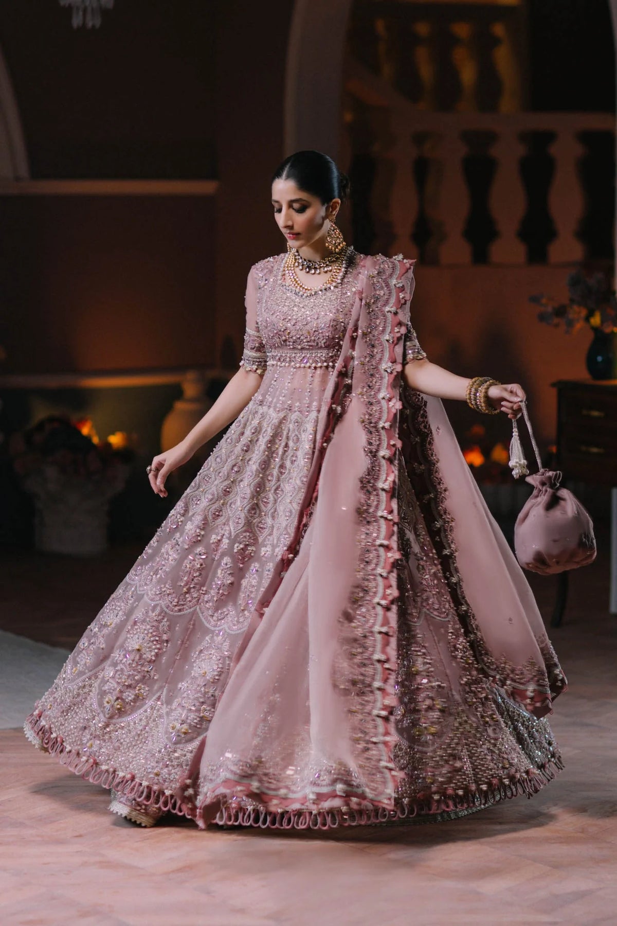 Elaf Pink Bridal Collection Organza Replica