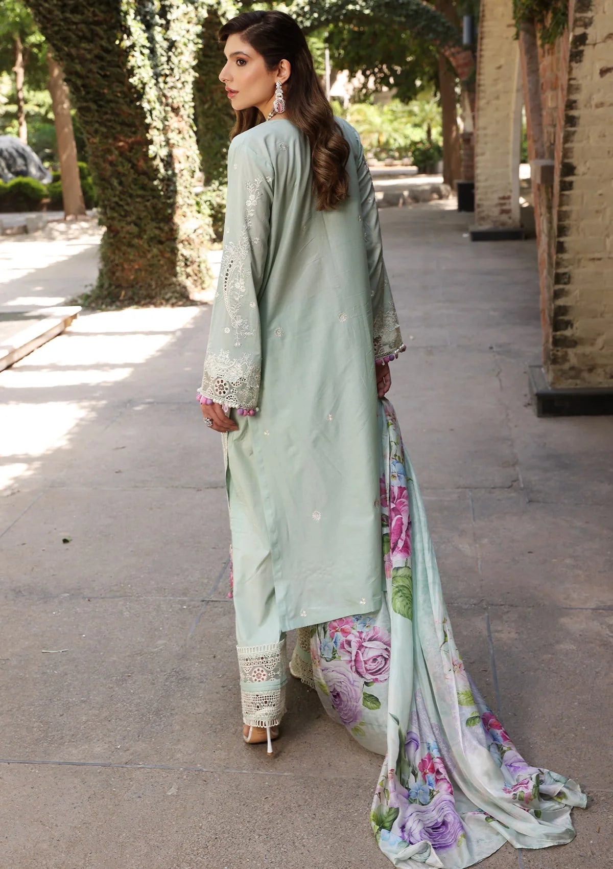 Elaf Pista Green Luxury Lawn Collection Replica