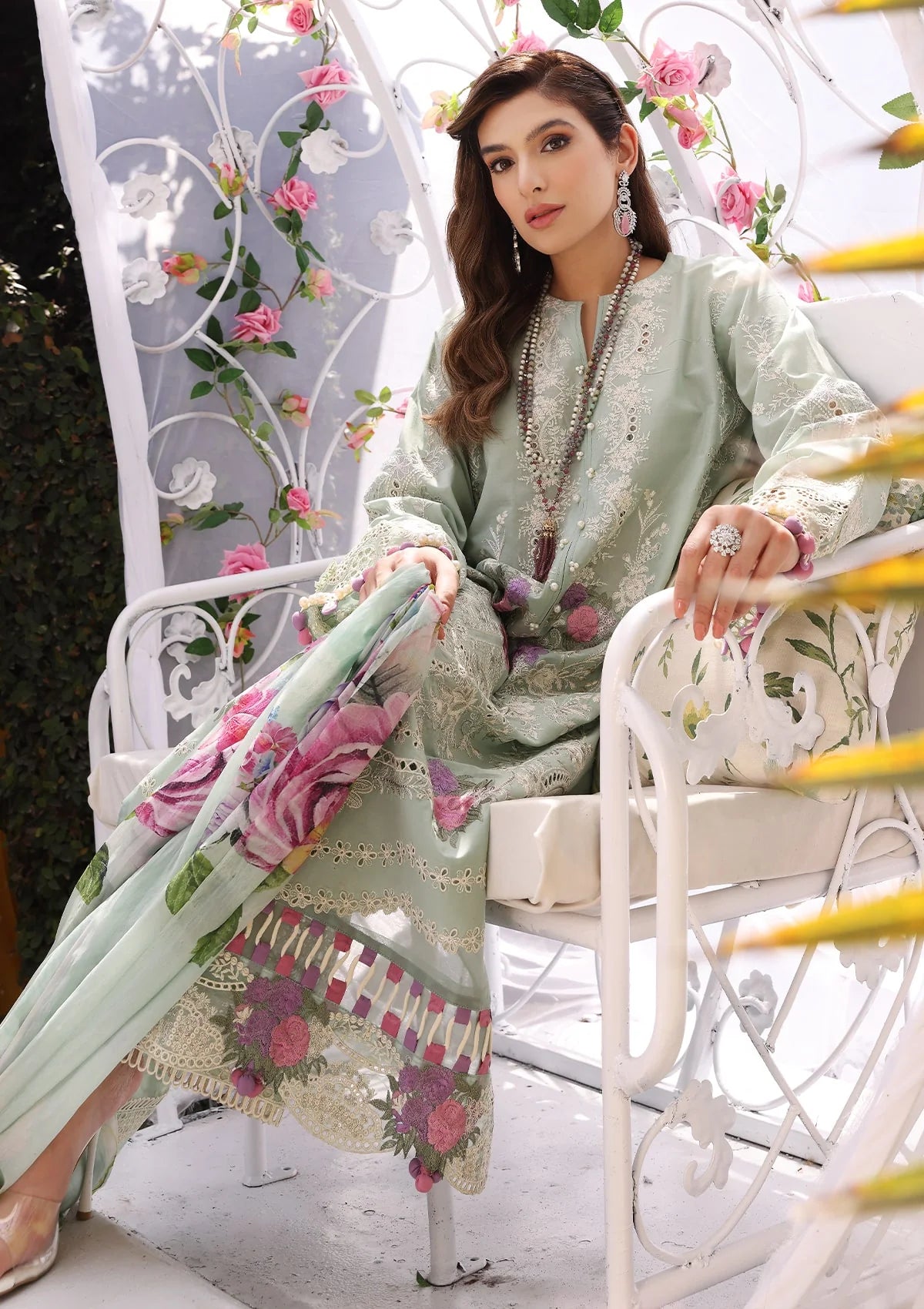 Elaf Pista Green Luxury Lawn Collection Replica