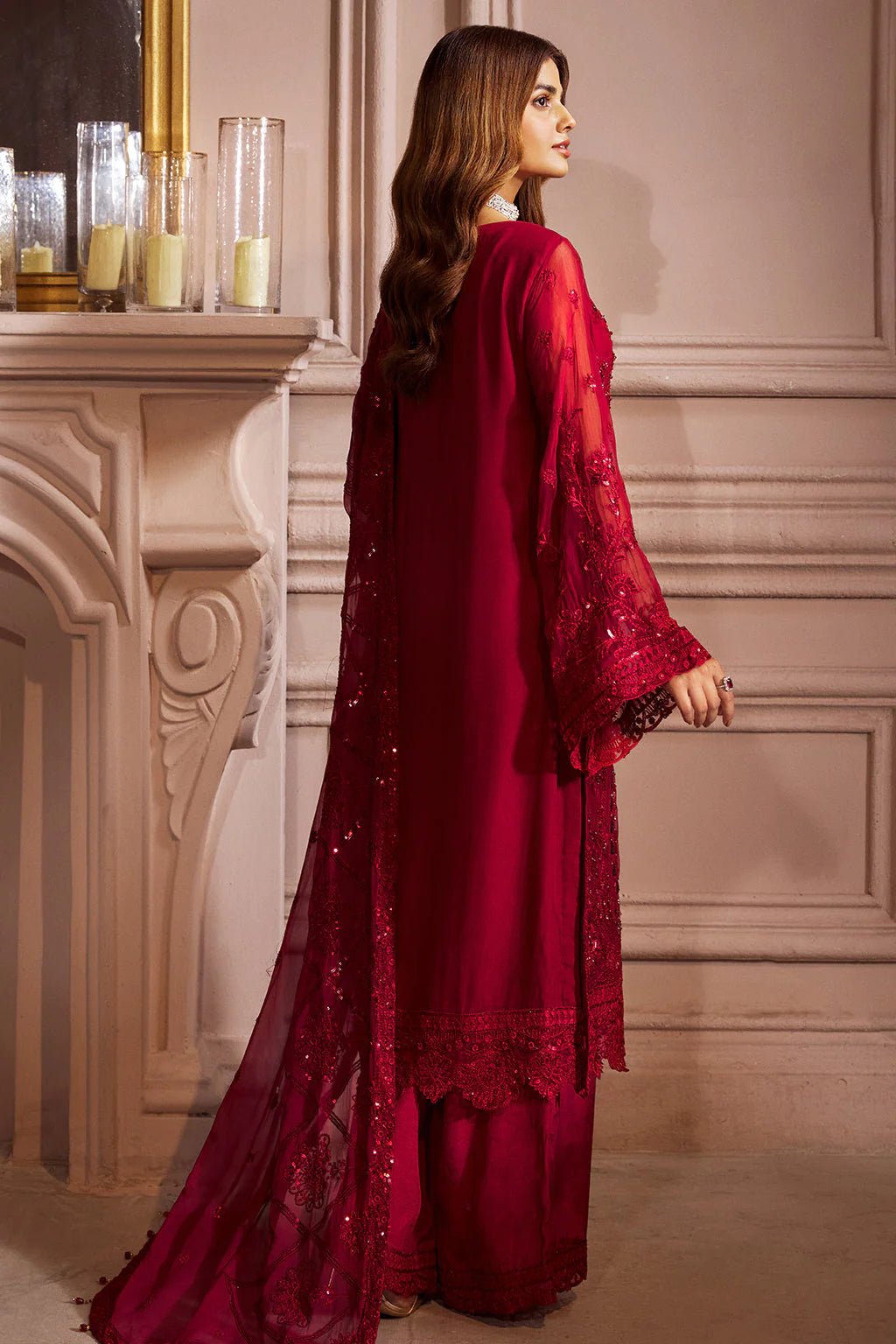 Emaan Adeel Red Formal Collection Net Replica