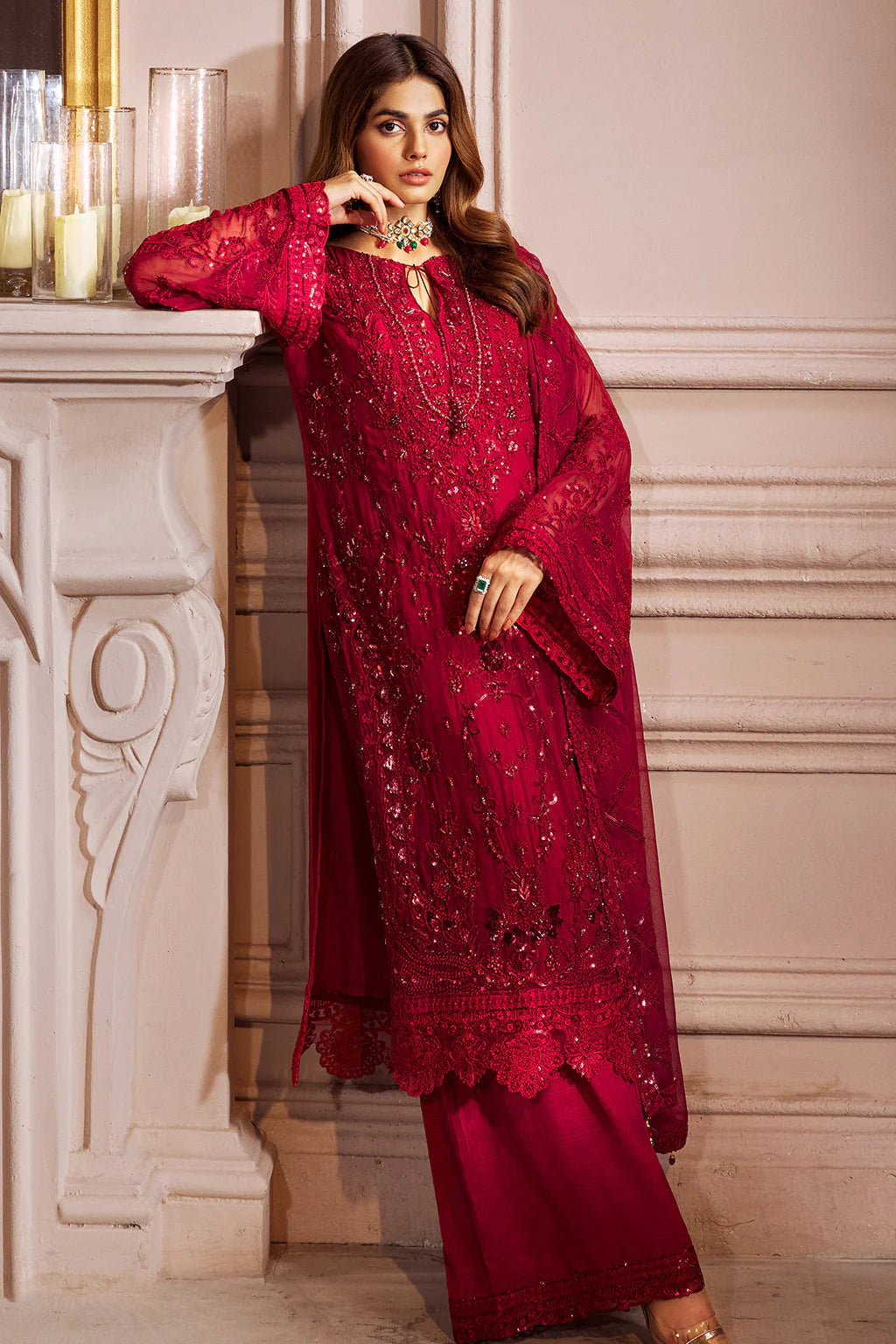 Emaan Adeel Red Formal Collection Net Replica