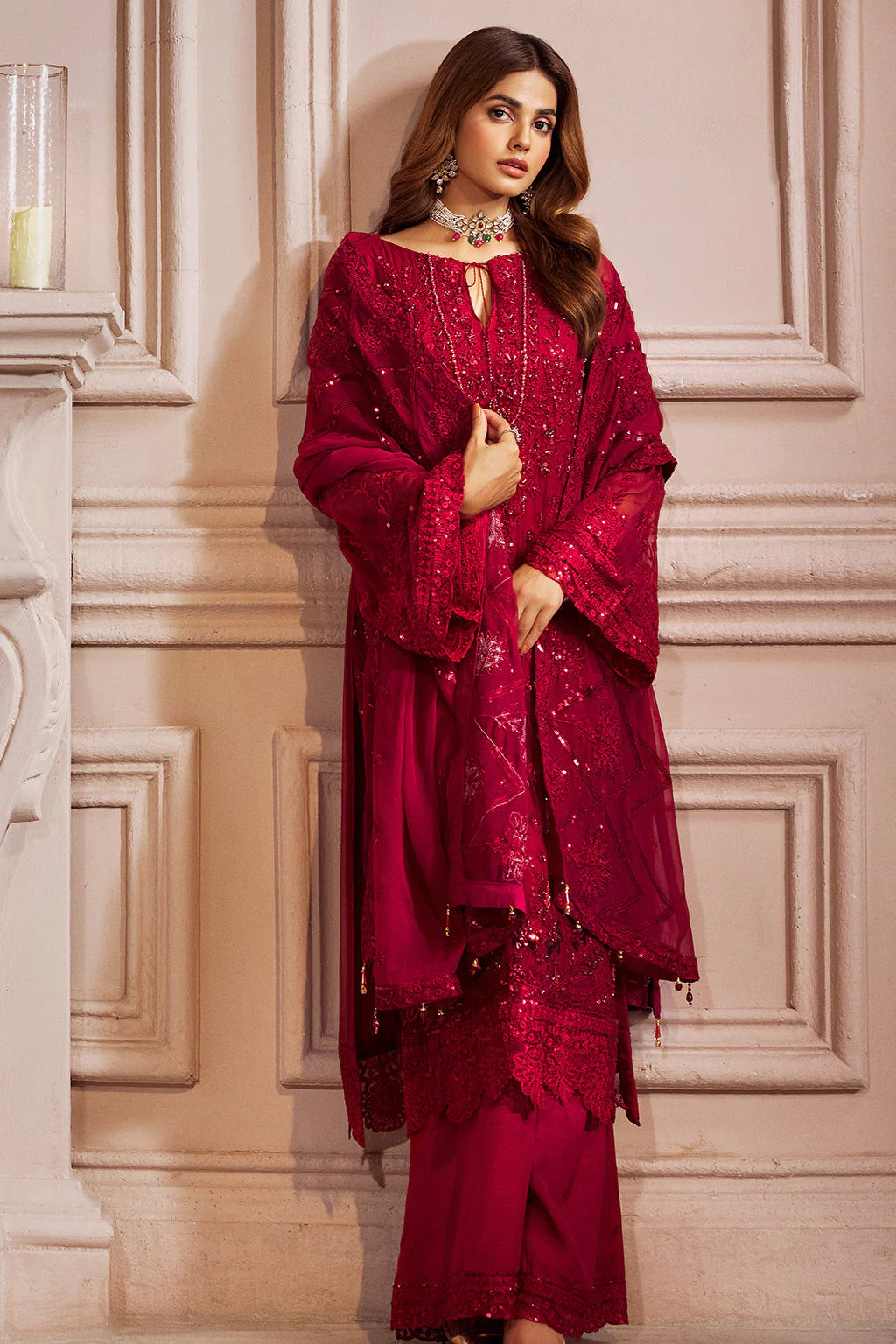 Emaan Adeel Red Formal Collection Net Replica