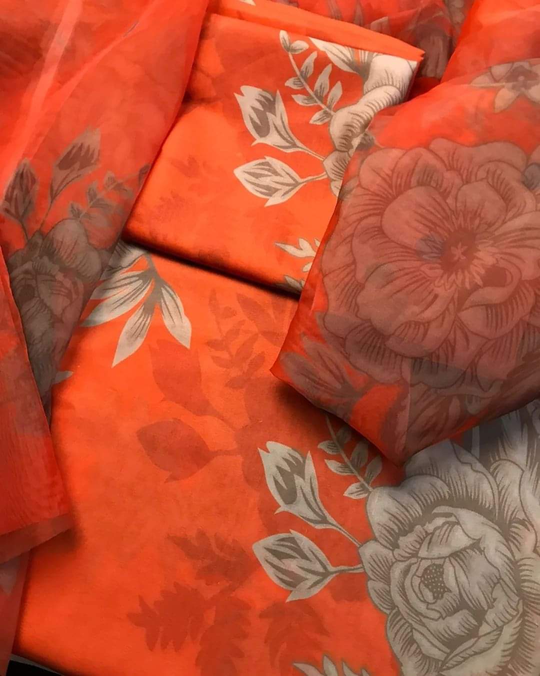 Baroque Orange Swiss Luxury Lawn Collection Replica