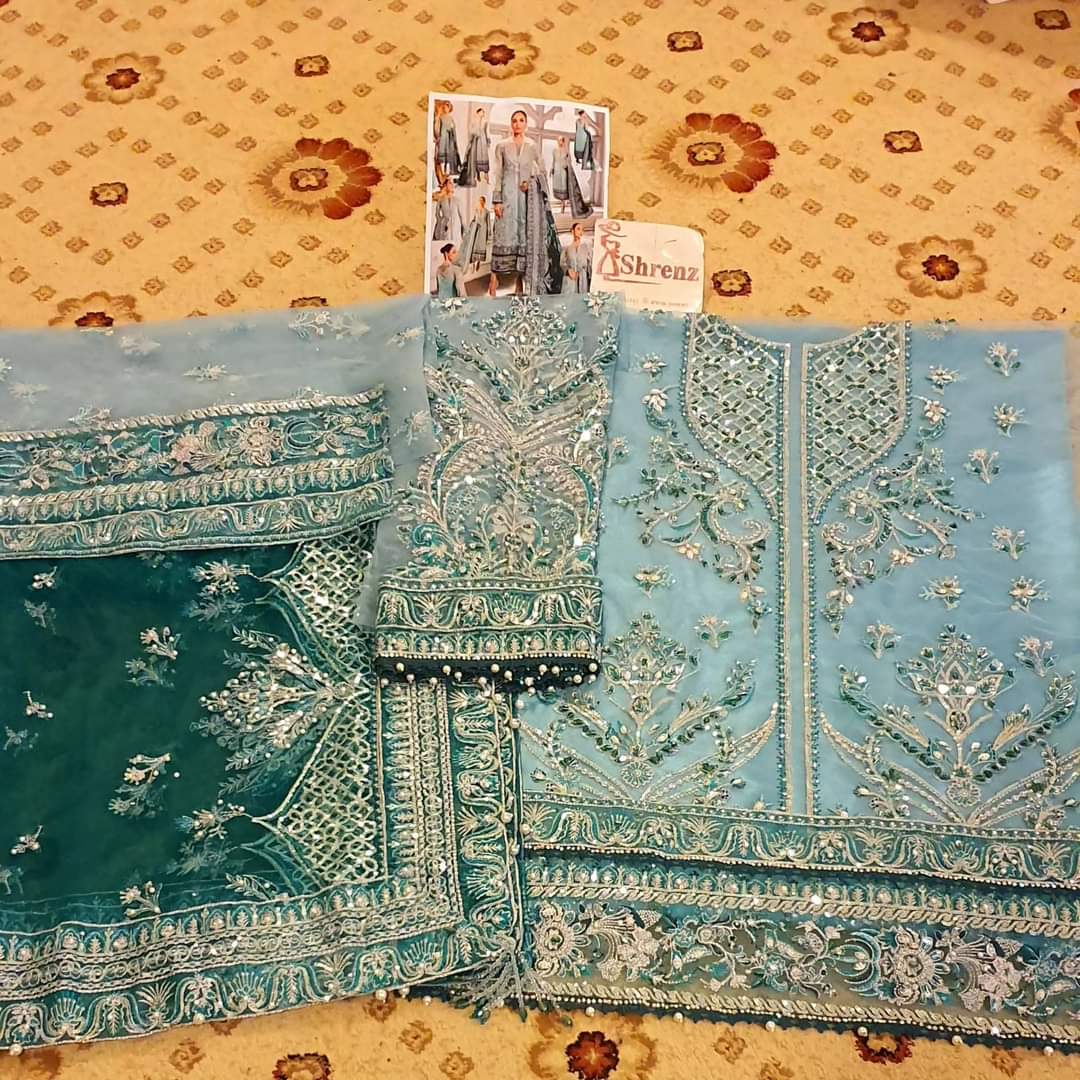 Gulaal Exclusive Sea Blue Formal Collection Net Replica