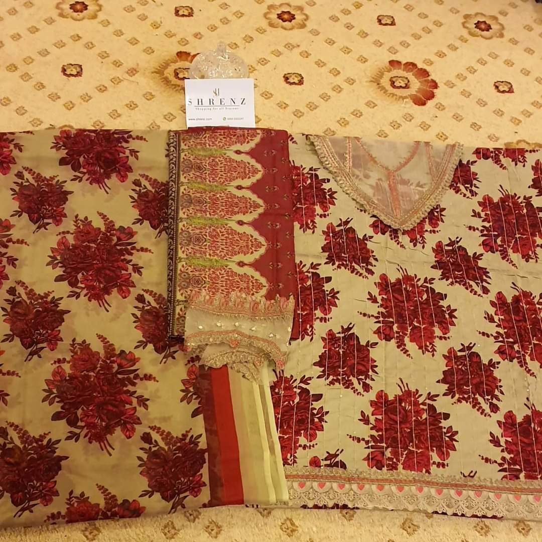 Maria B Mprint Red Luxury Lawn Collection Replica