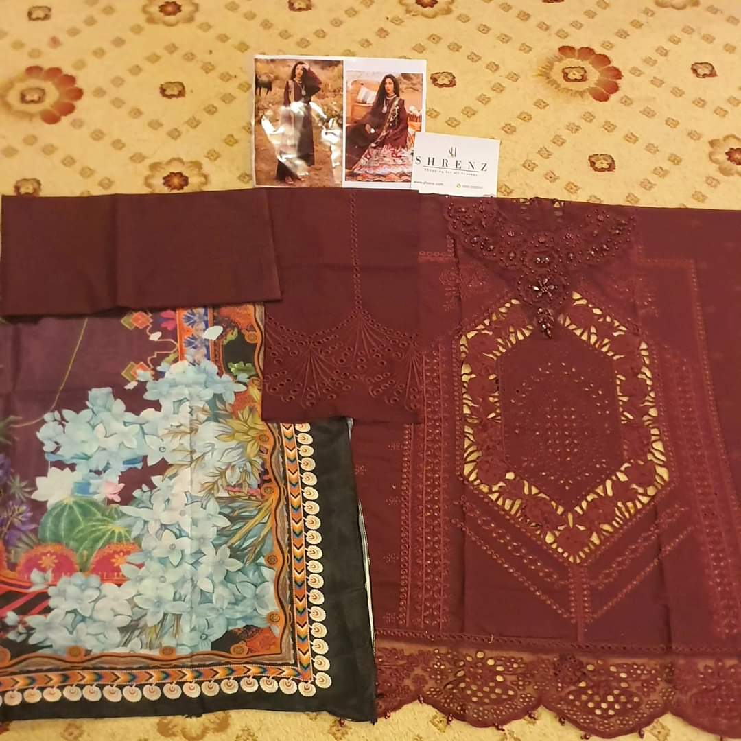 Bin Ilyas Maroon Lawn Collection Replica