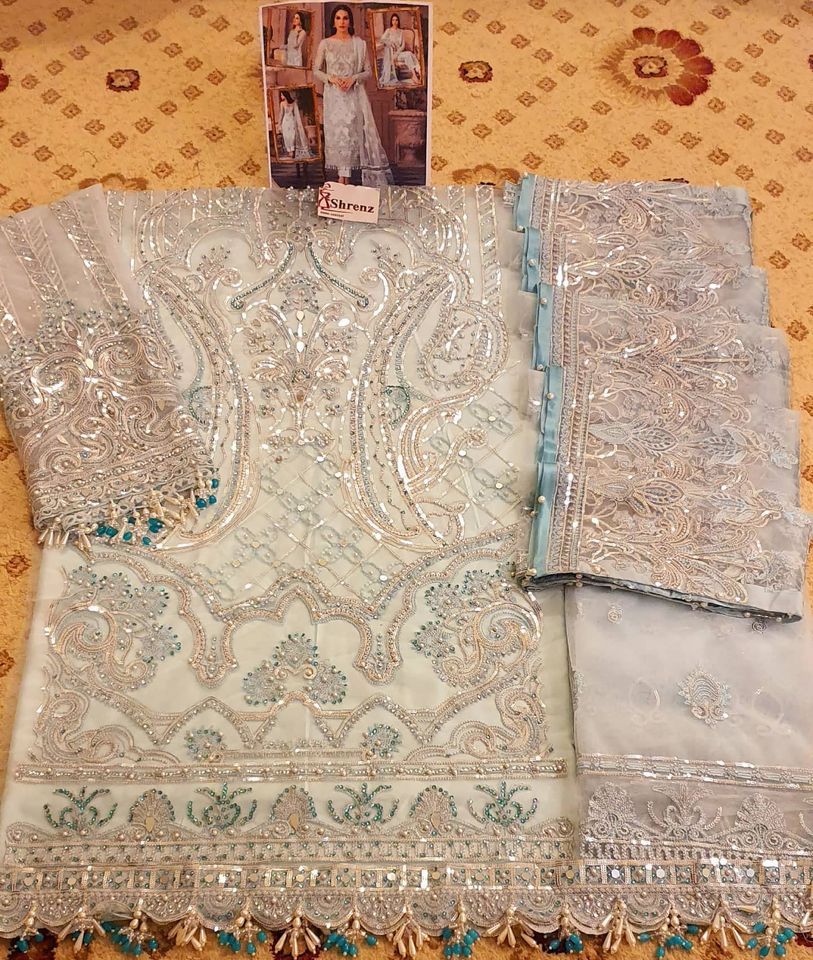 Gulaal Sky Blue Exclusive Collection Net Replica