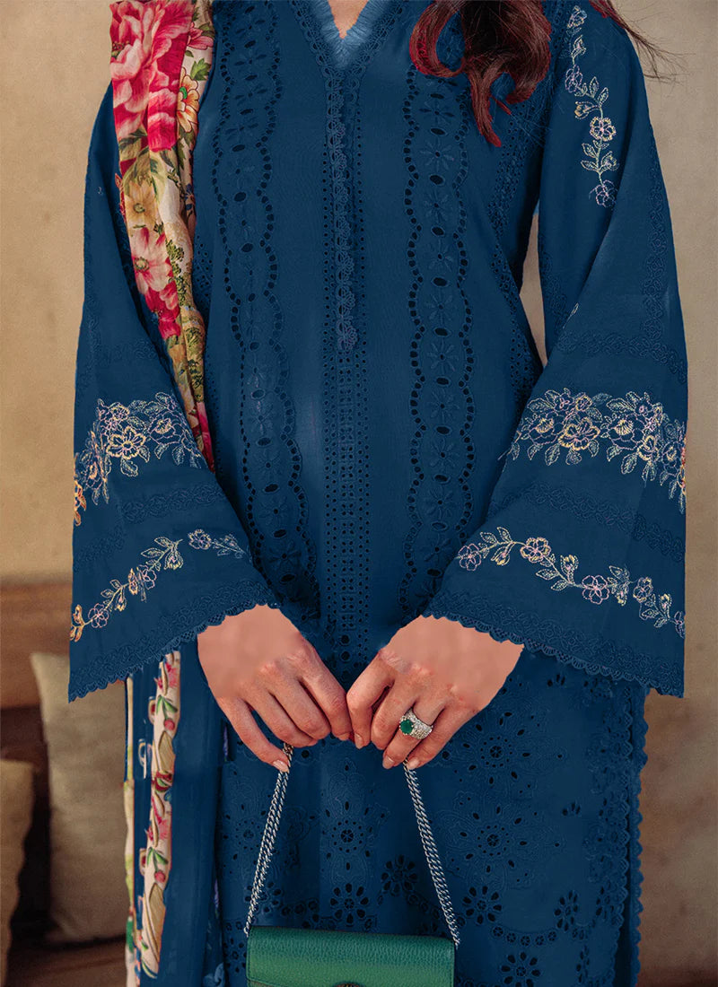 Saira Rizwan Blue Luxury Chikankari Lawn Collection Replica