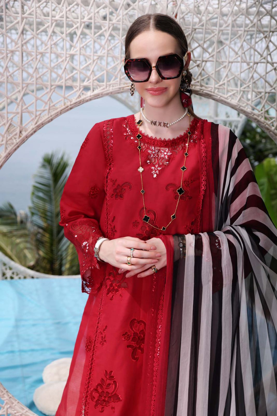 Noor By Saadia Asad Red Luxury Lawn Collection Replica