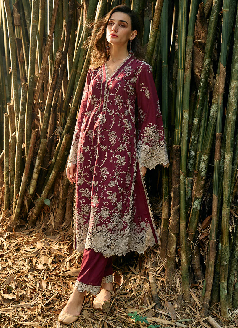 Image Rameen Maroon Luxury Lawn Collection Replica