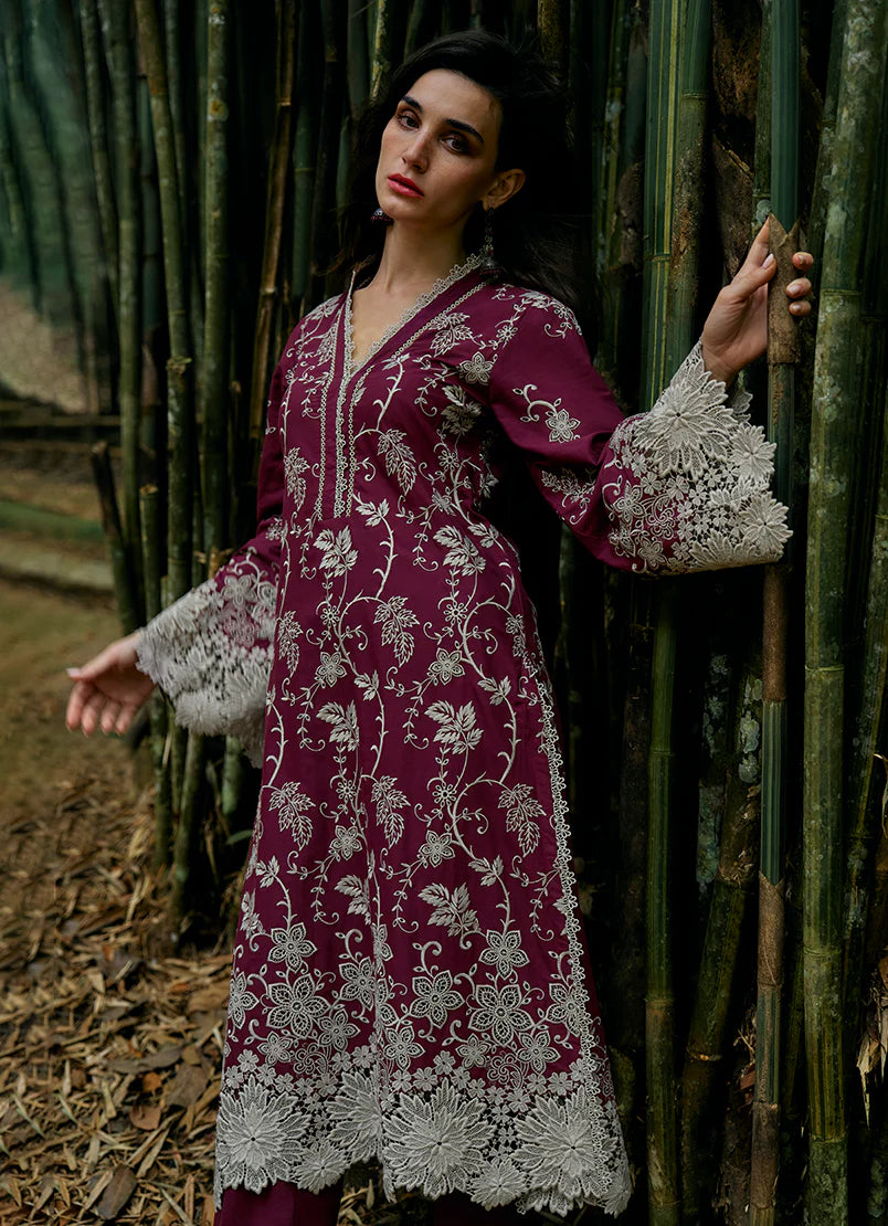 Image Rameen Maroon Luxury Lawn Collection Replica