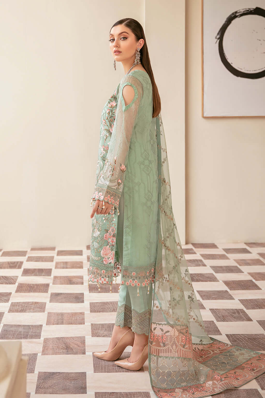 Ramsha Mint Formal Collection Organza Replica